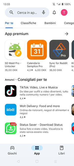 Seleziona la barra di ricerca