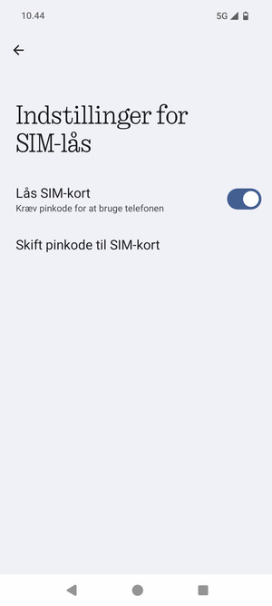 Vælg Skift pinkode til SIM-kort
