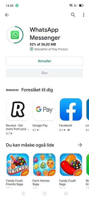 Afvent at installeringen er afsluttet