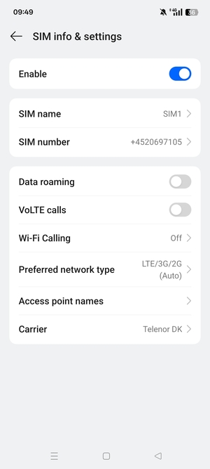 Select Access point names