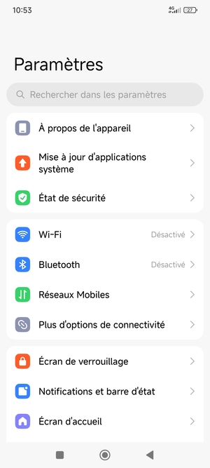 Sélectionnez Réseaux Mobiles