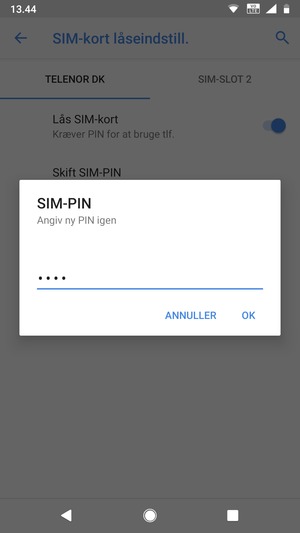 Bekræft din nye PIN-kode til SIM-kort og vælg OK