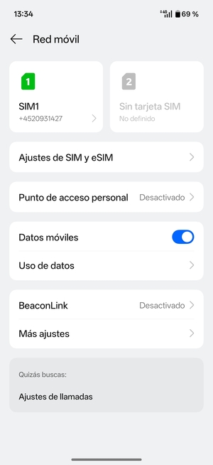 Seleccione SIM1 o SIM2