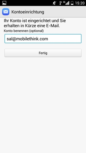 Geben Sie Ihrem Konto einen Namen und wählen Sie Fertig