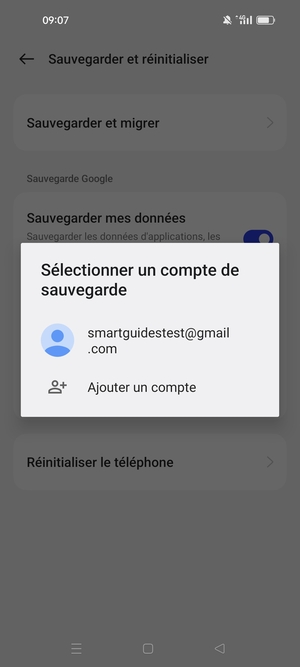 Sélectionnez votre compte de sauvegarde