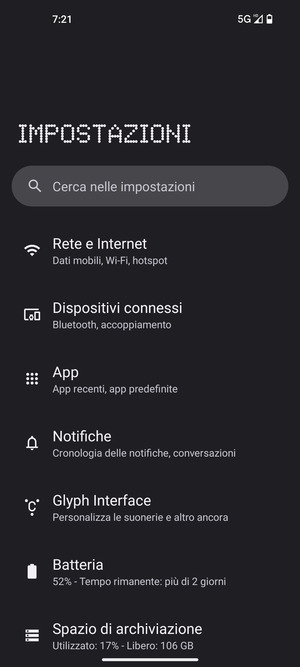 Seleziona Rete e Internet