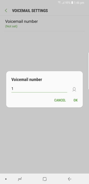 Enter the Voicemail number and select OK