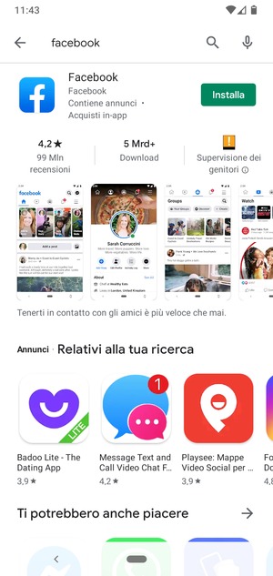 Seleziona l'applicazione