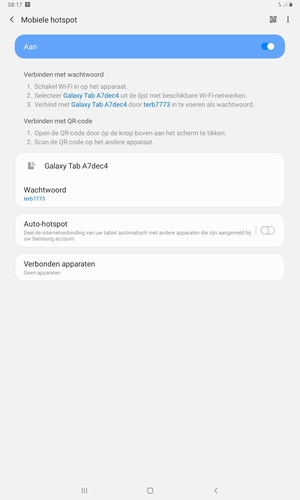 Uw tablet is nu geïnstalleerd voor gebruik als een modem