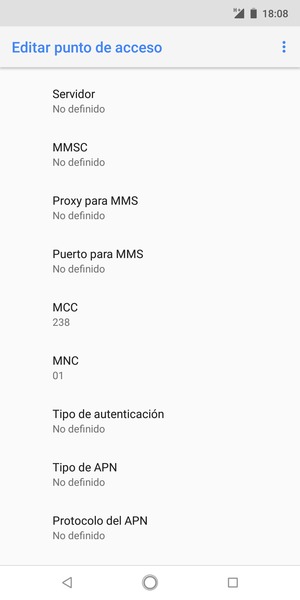Desplácese hacia abajo e introduzca la información MMS