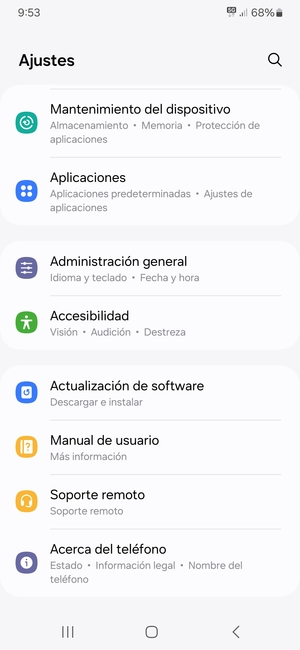 Desplácese y seleccione Actualización de software