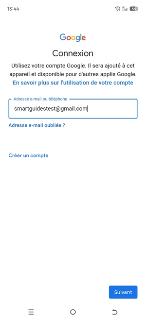 Saisissez votre adresse Gmail et sélectionnez Suivant