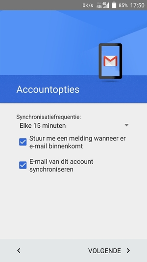 Selecteer VOLGENDE