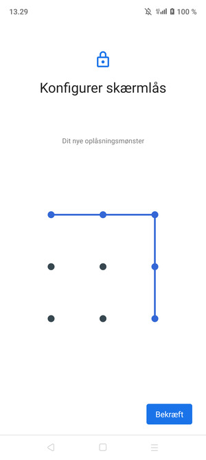 Tegn oplåsningsmønsteret igen og vælg Bekræft