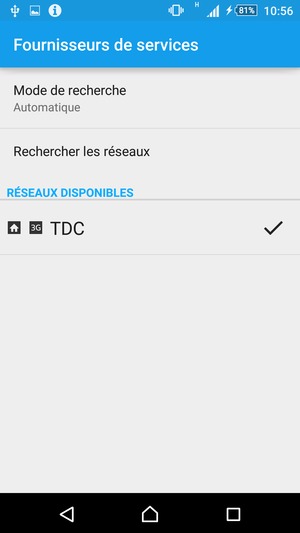 Sélectionnez un opérateur réseau dans la liste