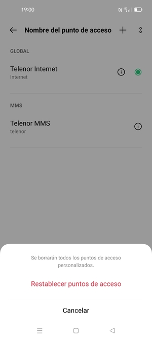 Seleccione Restablecer puntos de acceso