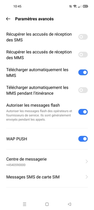 Sélectionnez Centre de messagerie