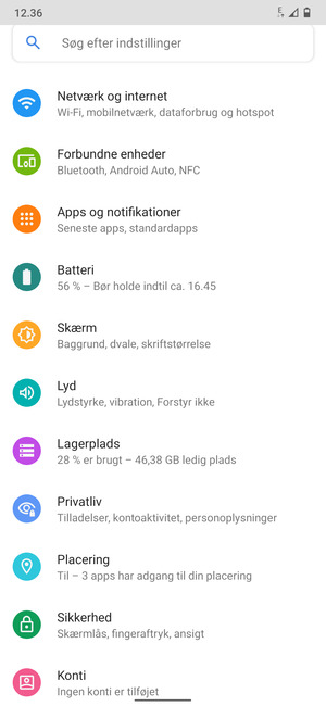 Scroll til og vælg Placering