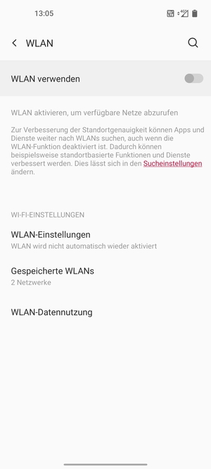 Schalten Sie WLAN verwenden ein