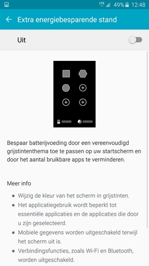 Schakel Extra energiebesparende stand in