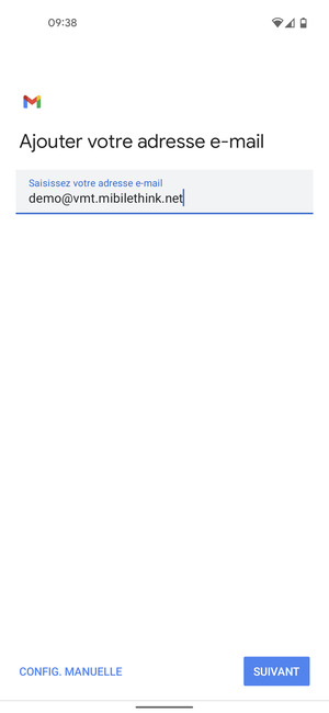 Saisissez votre adresse e-mail et sélectionnez SUIVANT
