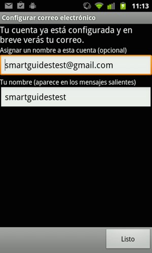 Déle a su cuenta un nombre y escriba su nombre. Seleccione Listo