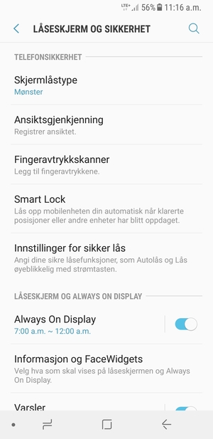 Telefonen din er nå sikret med en skjermlås
