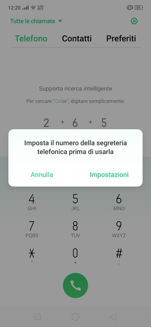 Se la segreteria telefonica non è configurata, seleziona Impostazioni