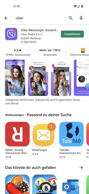 Wählen Sie die App
