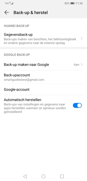 Selecteer Back-upaccount