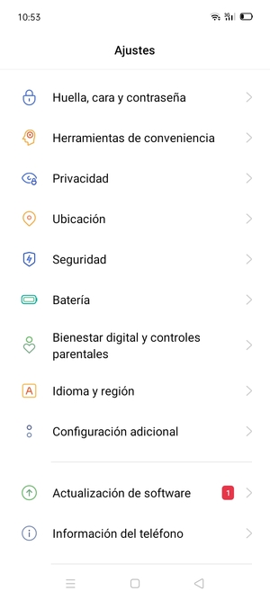 Desplácese y seleccione Seguridad