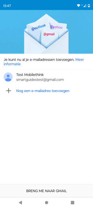 Selecteer BRENG ME NAAR GMAIL