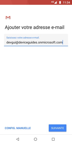 Saisissez votre adresse e-mail et sélectionnez CONFIG. MANUELLE