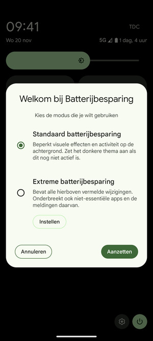 Selecteer Aanzetten