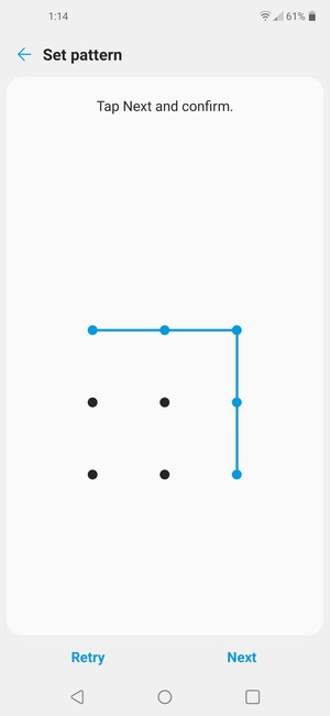 Draw an unlock pattern and select Next