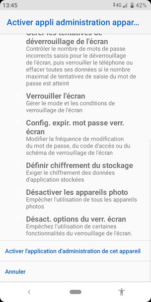 Faites défiler et sélectionnez Activer l'application d'administration de cet appareil
