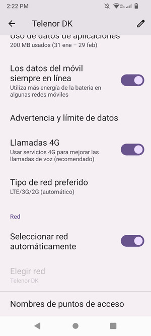 Desplácese y seleccione Nombres de puntos de acceso