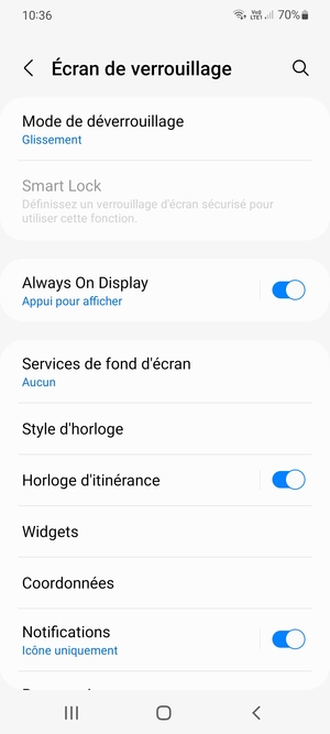 Sélectionnez Mode de déverrouillage