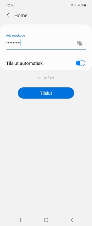 Indtast Wi-Fi adgangskoden og vælg Tilslut