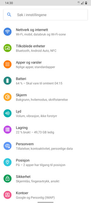Velg Nettverk og internett
