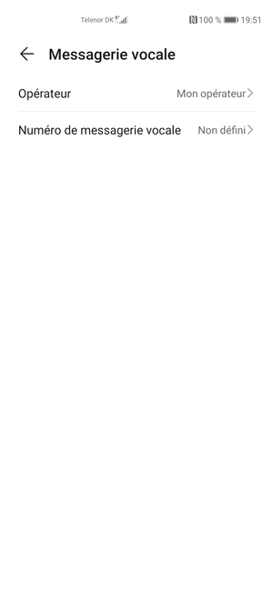 Sélectionnez Numéro de messagerie vocale