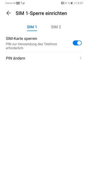 Wählen Sie SIM 1 oder SIM 2 und wählen Sie PIN ändern