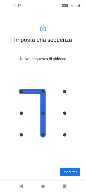 Disegna nuovamente la sequenza di sblocco e seleziona Conferma