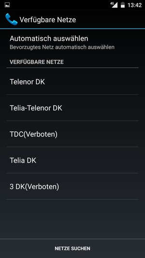 Wählen Sie einen Netzbetreiber von der Liste