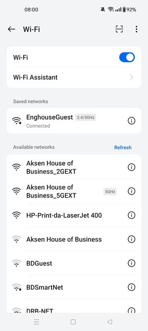 You are now connected to the Wi-Fi network