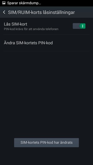 Din PIN-kod för SIM-kort har bytts