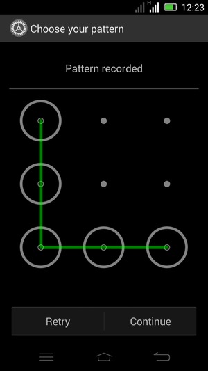 Draw an unlock pattern and select Continue