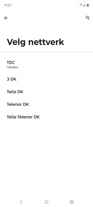 Velg en nettverksoperatør fra listen