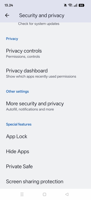 Scroll to and select More security and privacy