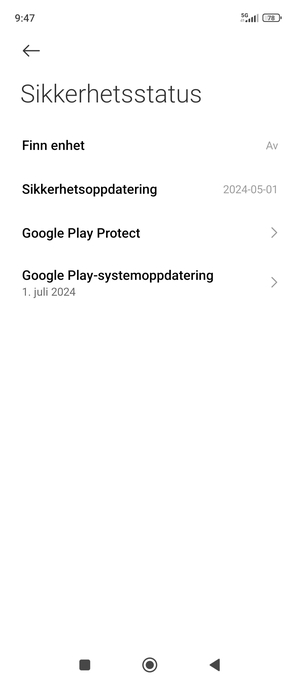 Velg Google Play-systemoppdatering